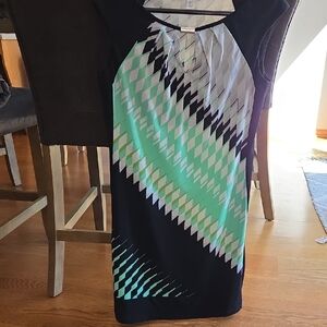 London Times Black and White Geometric Dress